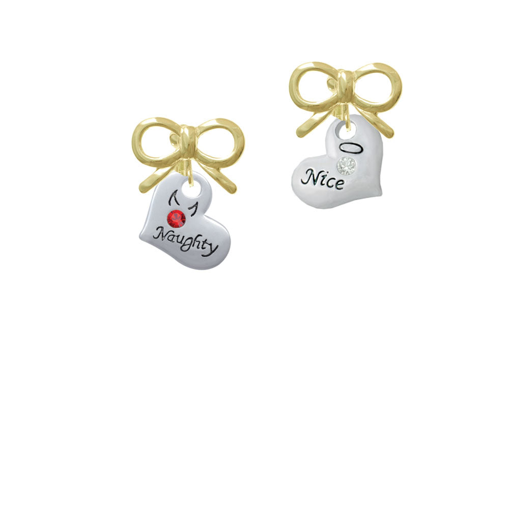 Naughty or Nice Heart with Crystals Crystal Clip On Earrings Image 10