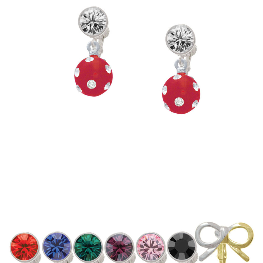 3-D Frosted Red Resin Ornament with Crystals Crystal Clip On Earrings Image 1