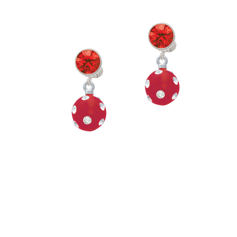 3-D Frosted Red Resin Ornament with Crystals Crystal Clip On Earrings Image 4