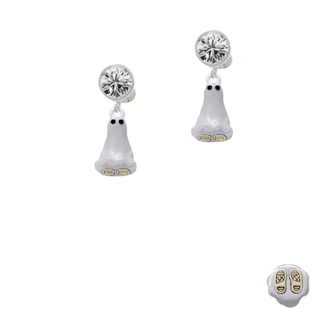 3-D Ghost with Black Crystals Crystal Clip On Earrings Image 2