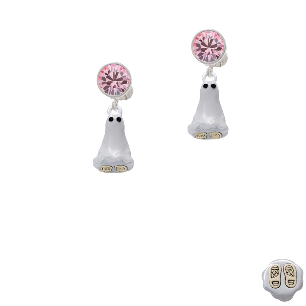 3-D Ghost with Black Crystals Crystal Clip On Earrings Image 4