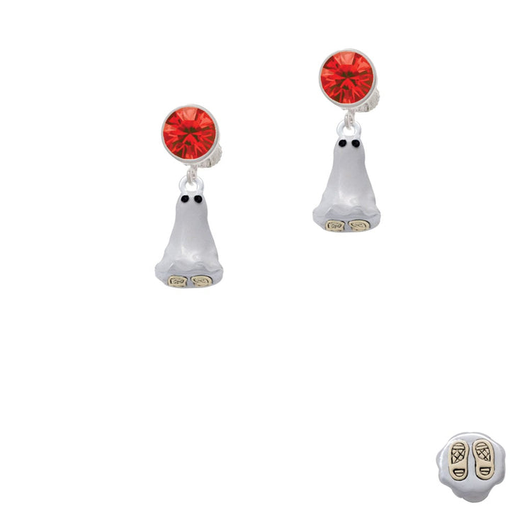 3-D Ghost with Black Crystals Crystal Clip On Earrings Image 4