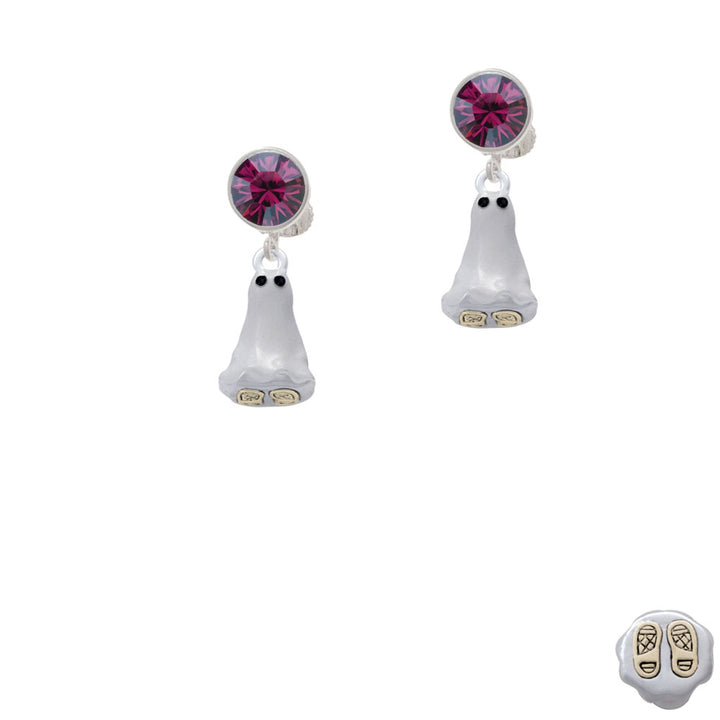 3-D Ghost with Black Crystals Crystal Clip On Earrings Image 8