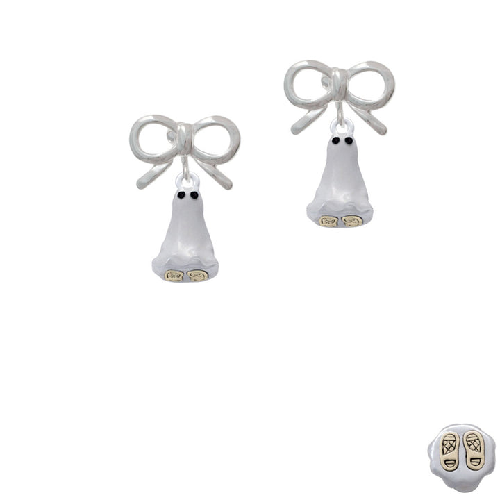 3-D Ghost with Black Crystals Crystal Clip On Earrings Image 9