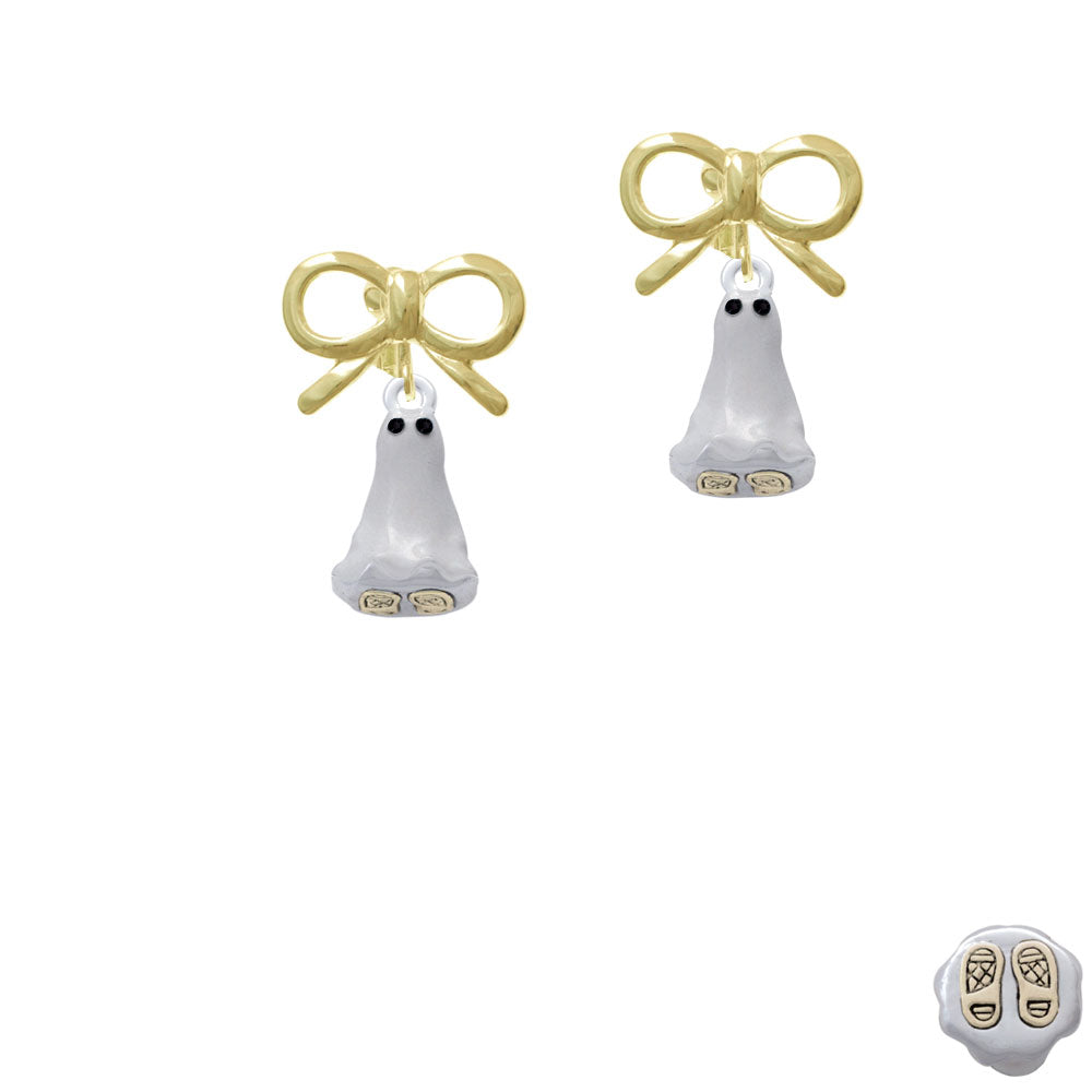 3-D Ghost with Black Crystals Crystal Clip On Earrings Image 10