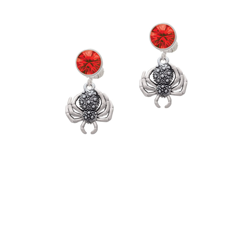 3-D Textured Spider with Legs Crystal Clip On Earrings Image 4