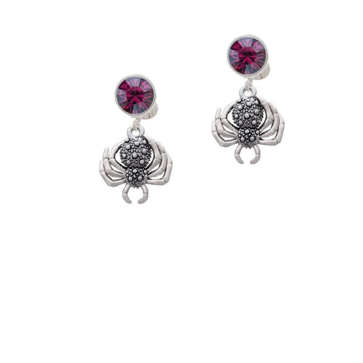 3-D Textured Spider with Legs Crystal Clip On Earrings Image 8