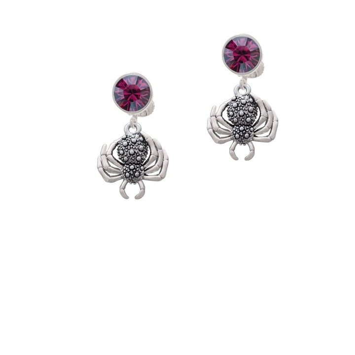 3-D Textured Spider with Legs Crystal Clip On Earrings Image 1