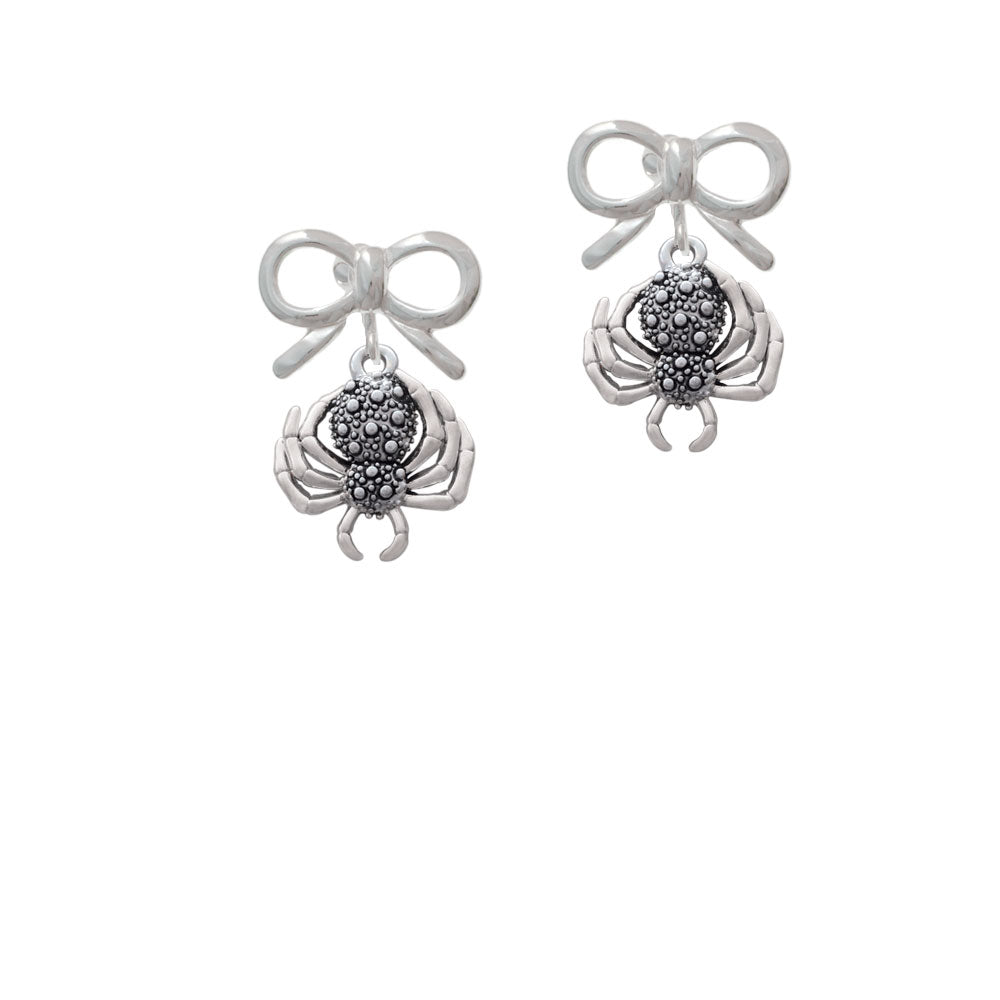 3-D Textured Spider with Legs Crystal Clip On Earrings Image 9