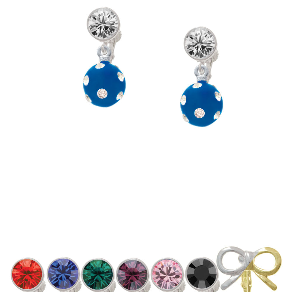 3-D Frosted Blue Resin Ornament with Crystals Crystal Clip On Earrings Image 1