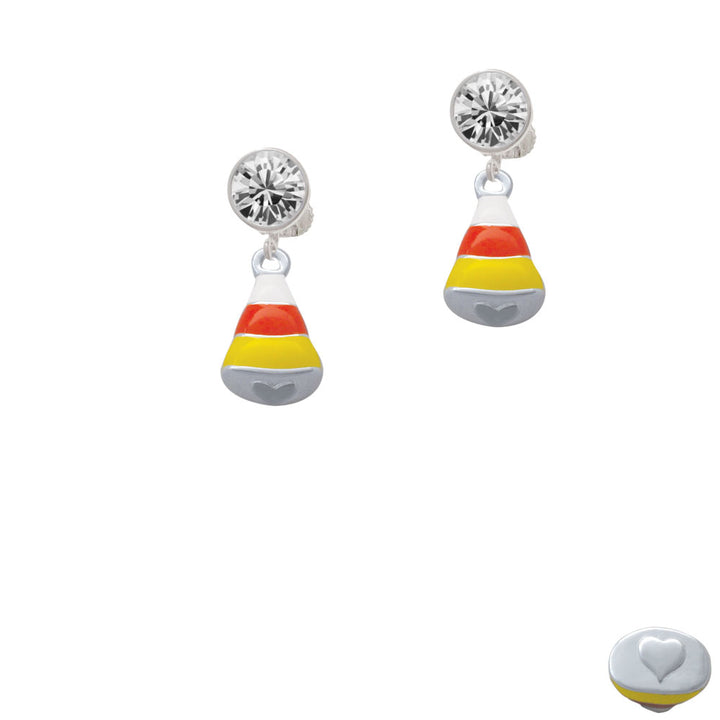 3-D Enamel Candy Corn Crystal Clip On Earrings Image 2