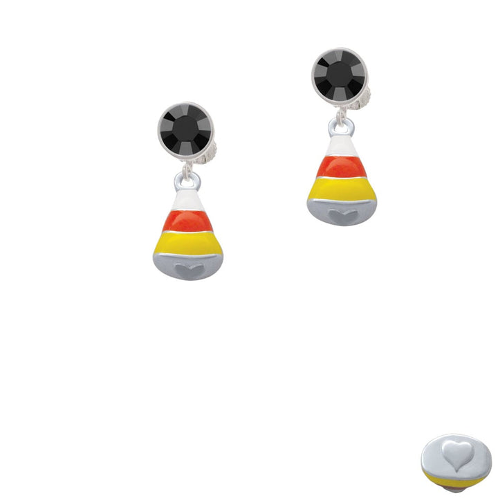 3-D Enamel Candy Corn Crystal Clip On Earrings Image 3