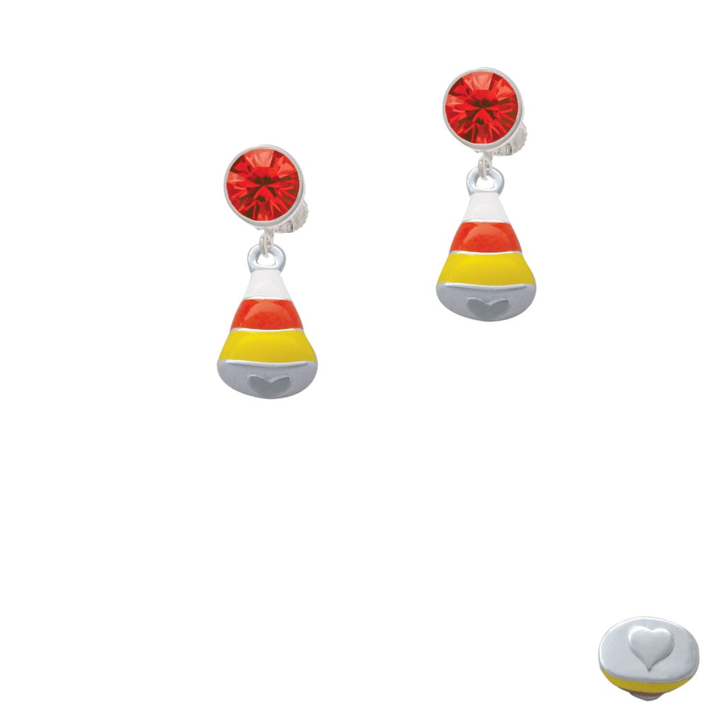 3-D Enamel Candy Corn Crystal Clip On Earrings Image 4