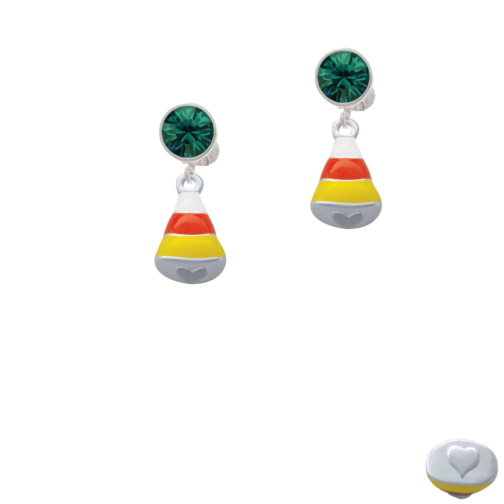 3-D Enamel Candy Corn Crystal Clip On Earrings Image 6