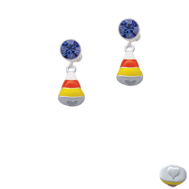 3-D Enamel Candy Corn Crystal Clip On Earrings Image 7