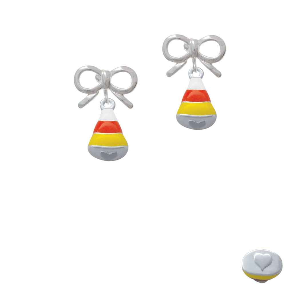 3-D Enamel Candy Corn Crystal Clip On Earrings Image 9