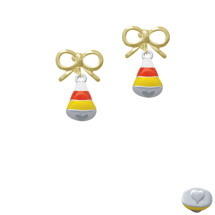 3-D Enamel Candy Corn Crystal Clip On Earrings Image 10