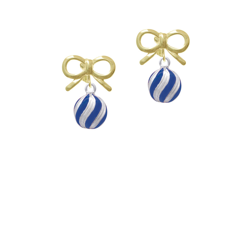 3-D Blue and Striped Ornament Crystal Clip On Earrings Image 10