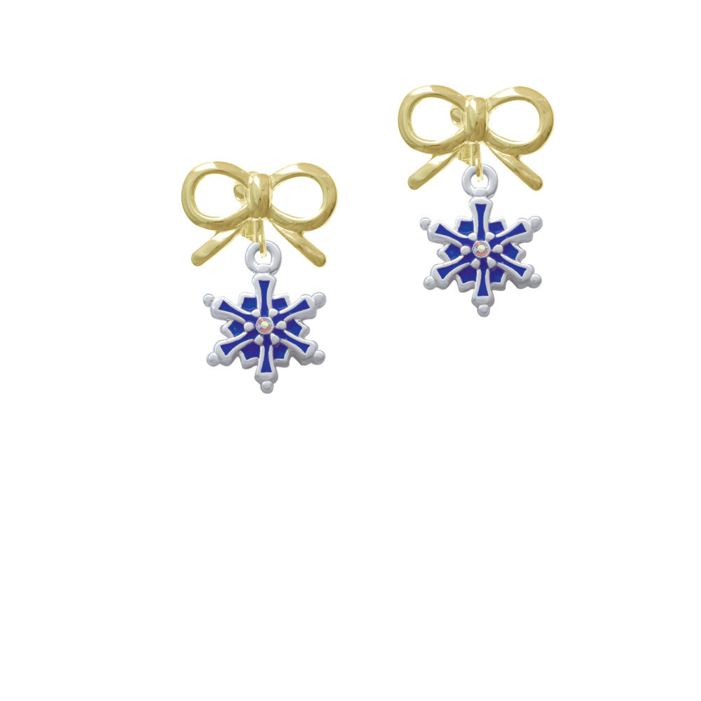 3-D Blue Snowflake with AB Crystal Crystal Clip On Earrings Image 10