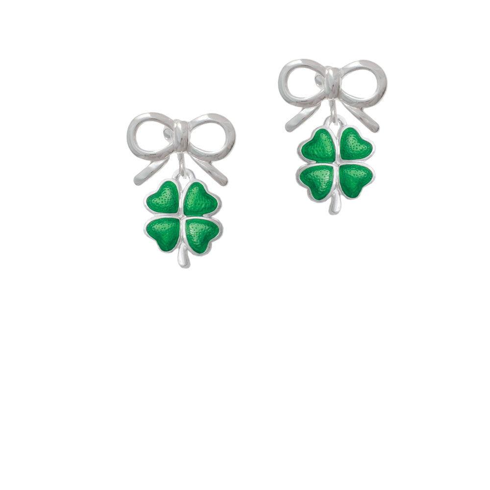 Translucent Green Lucky Four Leaf Clover Crystal Clip On Earrings Image 9