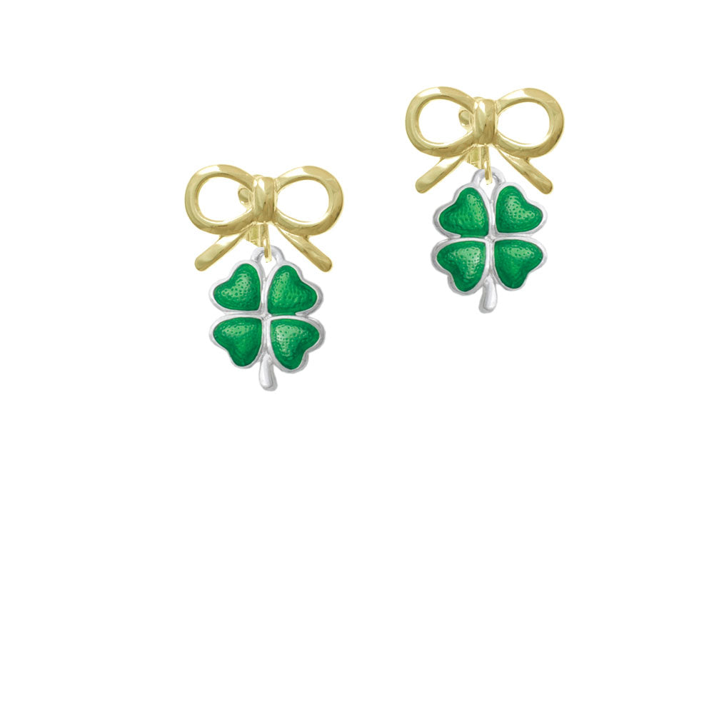 Translucent Green Lucky Four Leaf Clover Crystal Clip On Earrings Image 10