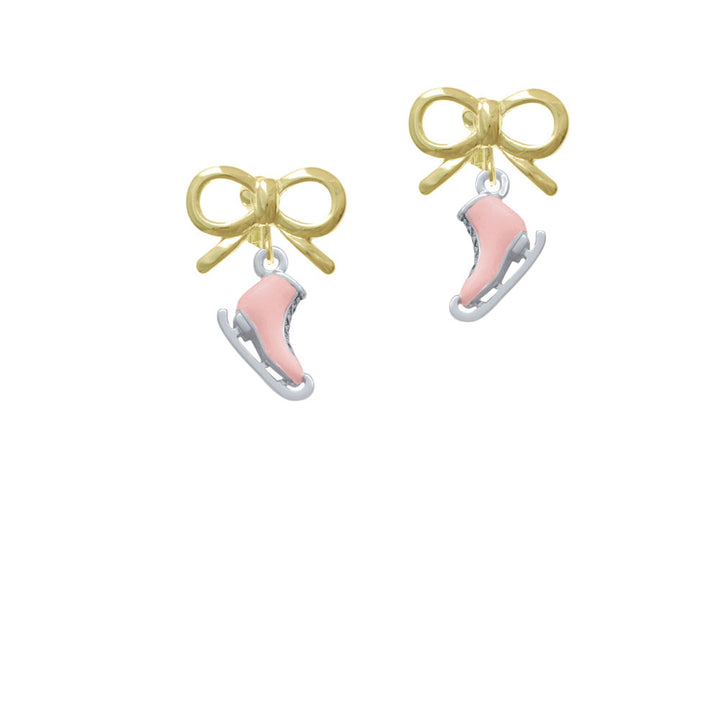 3-D Pink Ice Skate Crystal Clip On Earrings Image 10