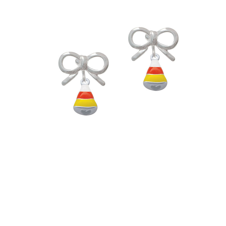 Small 3-D Enamel Candy Corn Crystal Clip On Earrings Image 9