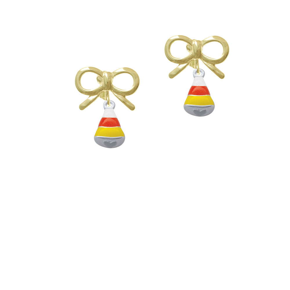 Small 3-D Enamel Candy Corn Crystal Clip On Earrings Image 10