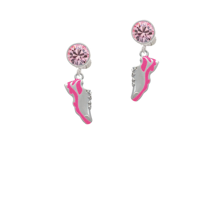 Hot Pink Running Shoe Crystal Clip On Earrings Image 4