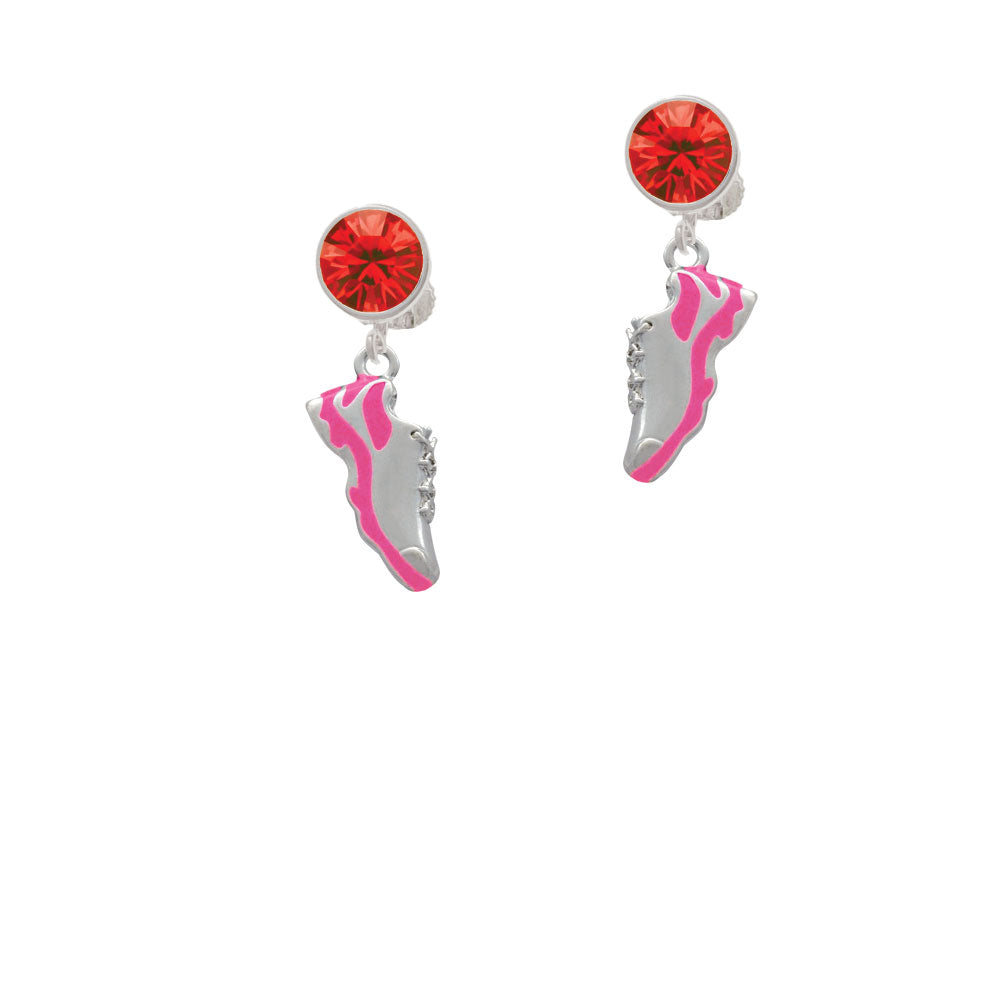 Hot Pink Running Shoe Crystal Clip On Earrings Image 4