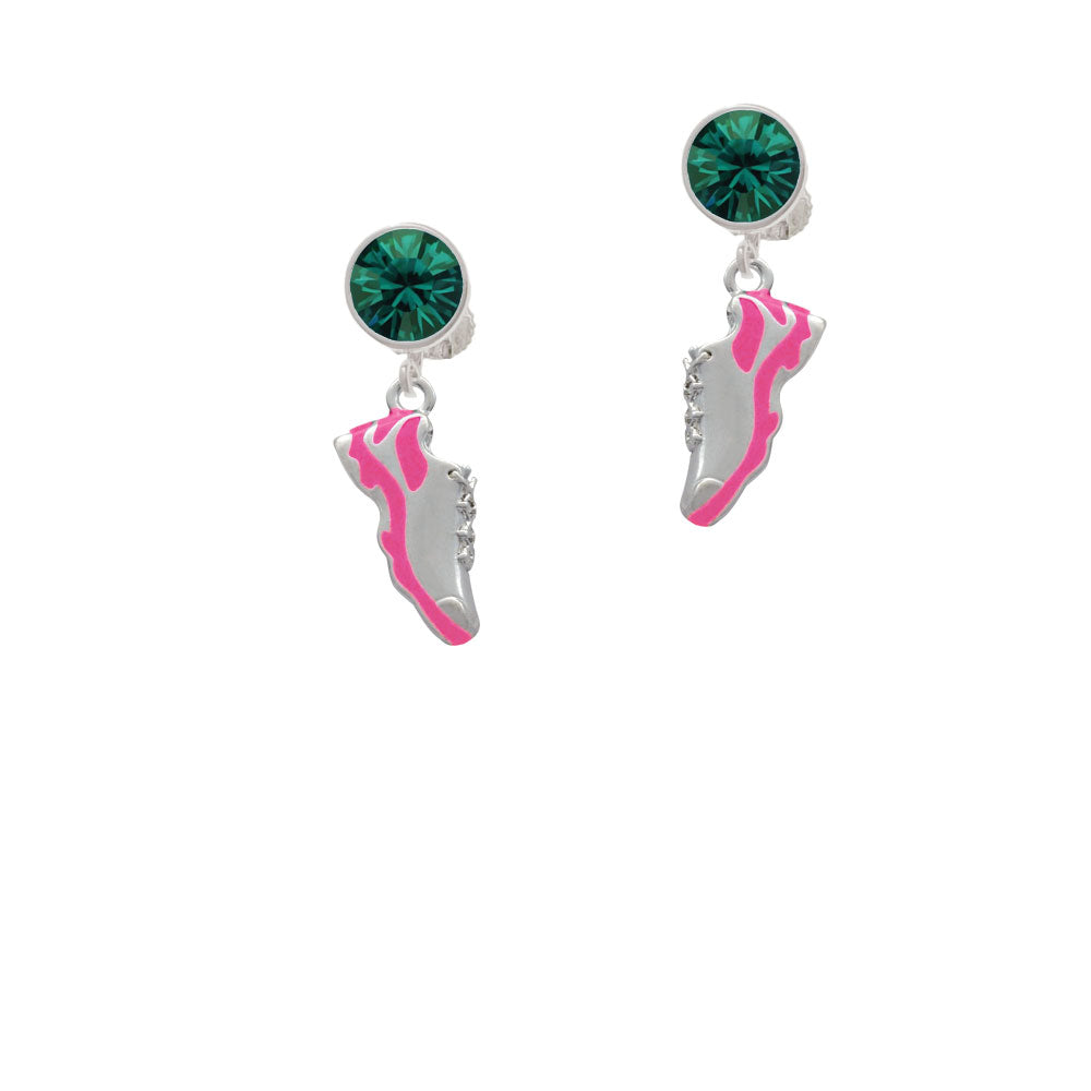 Hot Pink Running Shoe Crystal Clip On Earrings Image 6