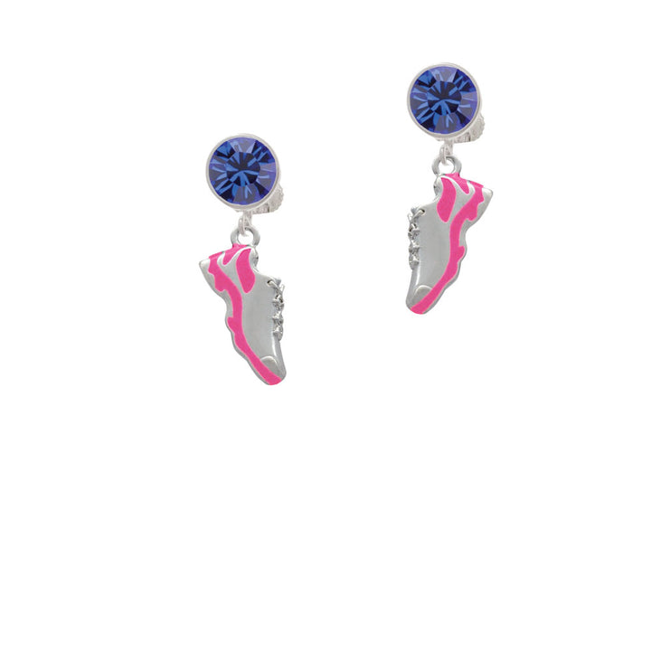 Hot Pink Running Shoe Crystal Clip On Earrings Image 7