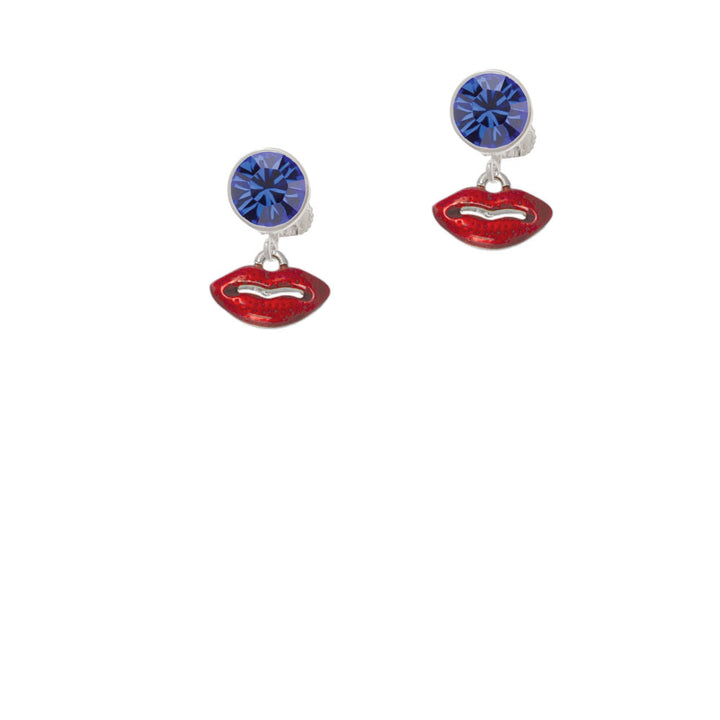 Small Translucent Red Lips Crystal Clip On Earrings Image 7