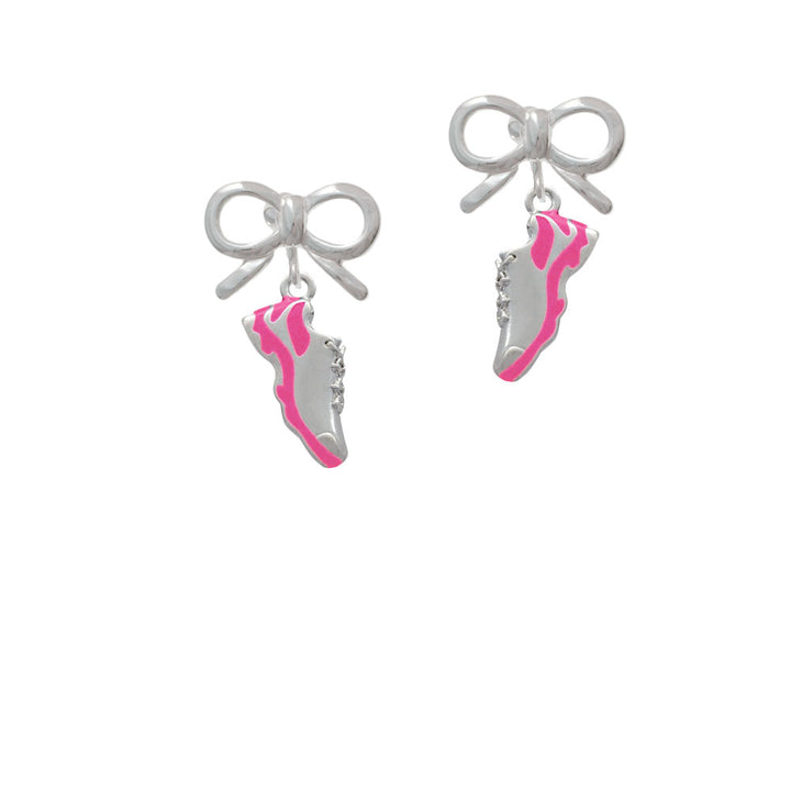 Hot Pink Running Shoe Crystal Clip On Earrings Image 9