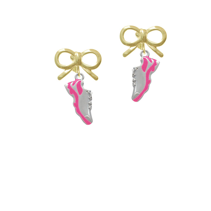 Hot Pink Running Shoe Crystal Clip On Earrings Image 10