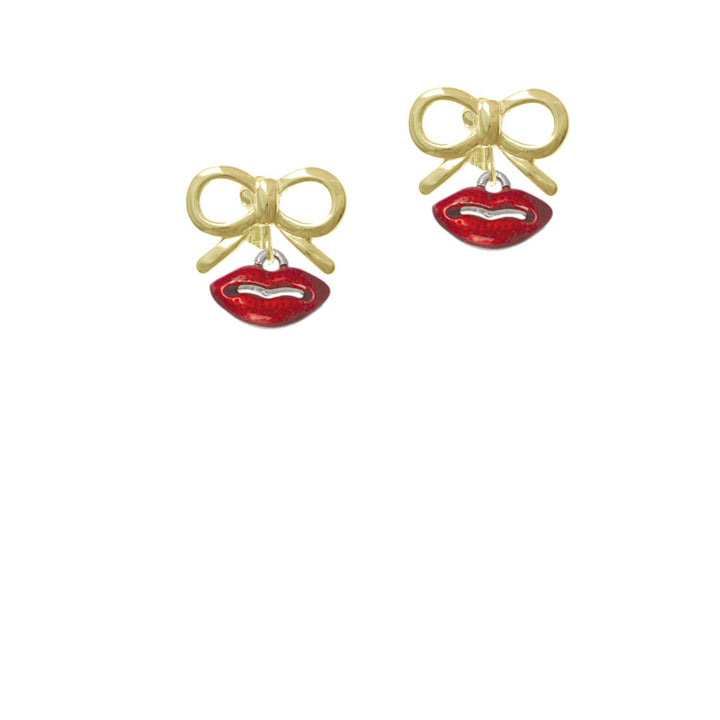 Small Translucent Red Lips Crystal Clip On Earrings Image 10