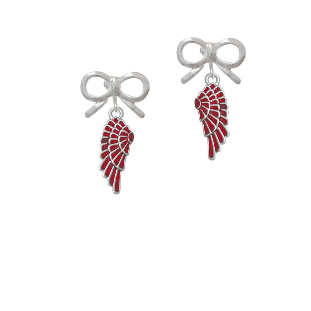 Medium Translucent Red Angel Wing Crystal Clip On Earrings Image 9