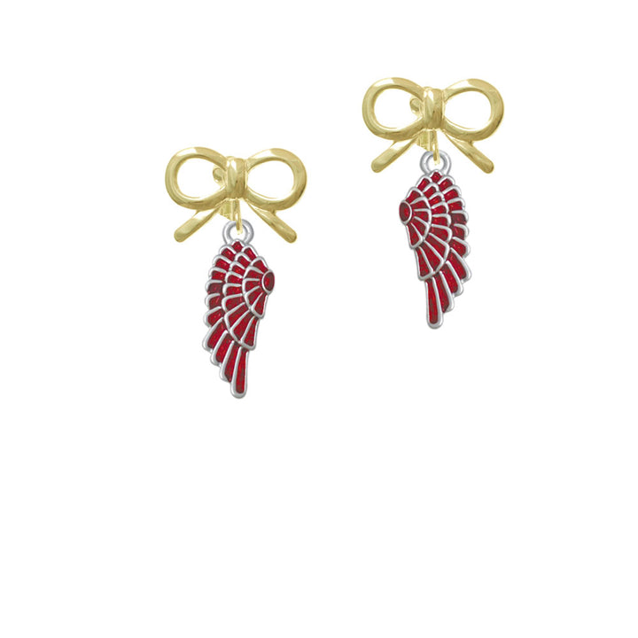 Medium Translucent Red Angel Wing Crystal Clip On Earrings Image 10