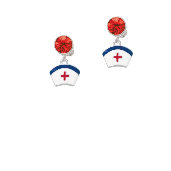 Enamel Nurse Hat - 2 Sided Crystal Clip On Earrings Image 4