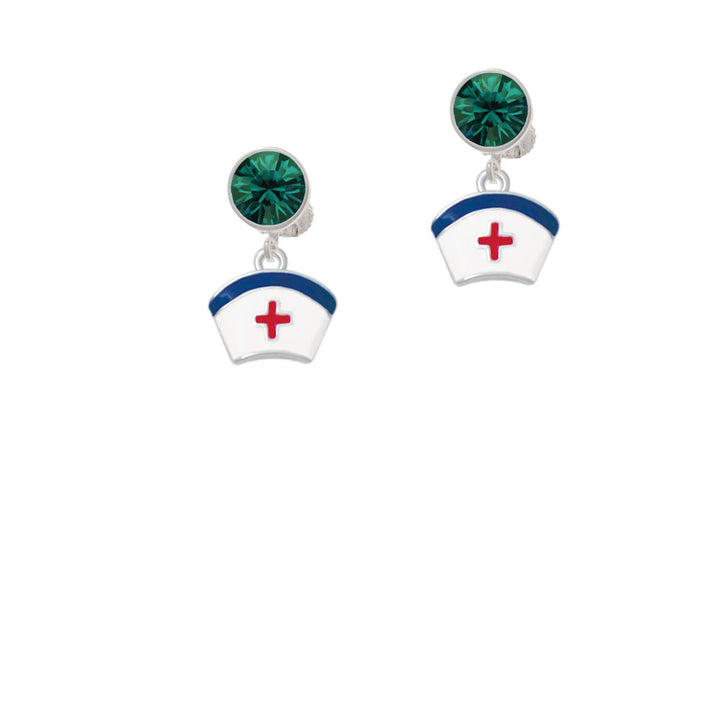 Enamel Nurse Hat - 2 Sided Crystal Clip On Earrings Image 6