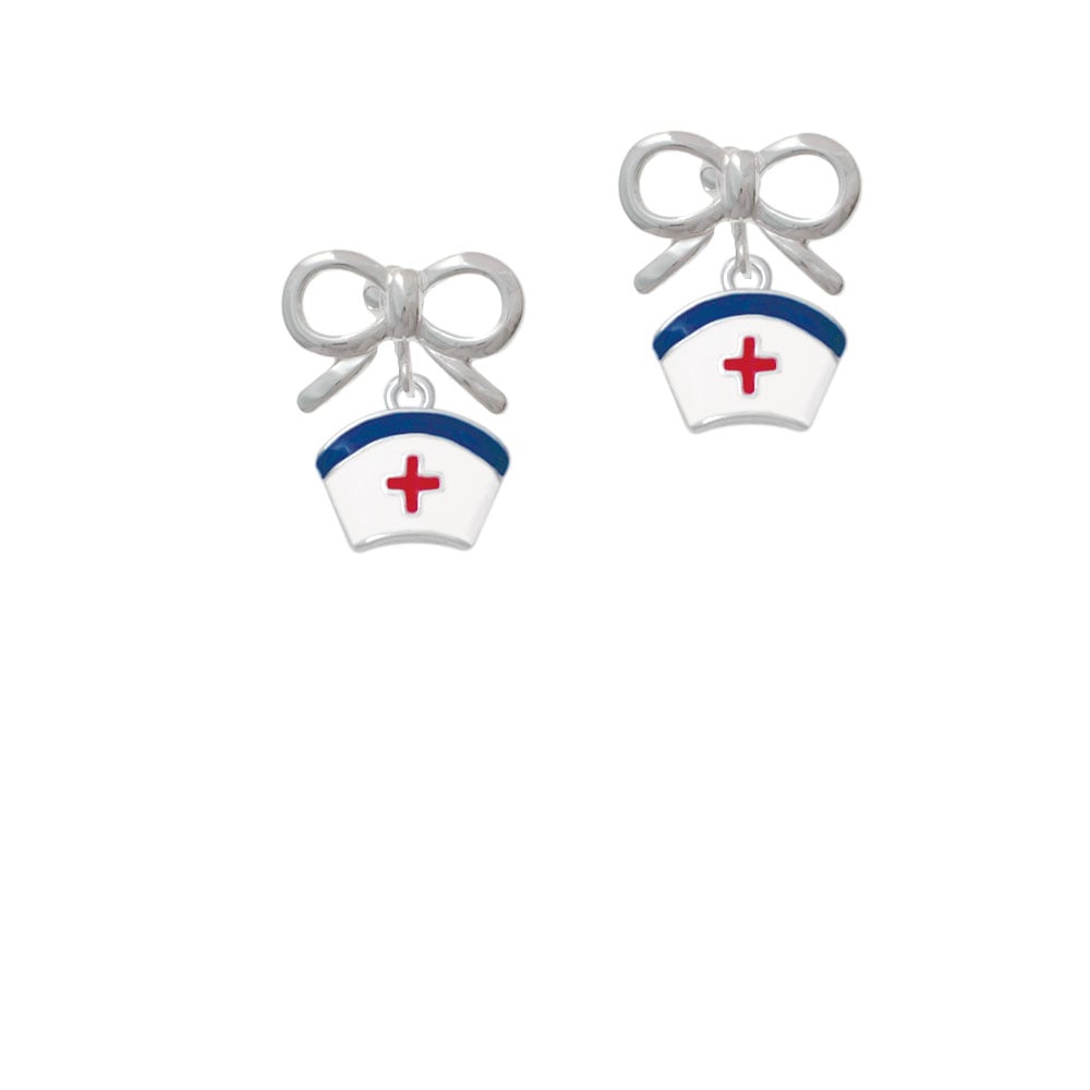 Enamel Nurse Hat - 2 Sided Crystal Clip On Earrings Image 9