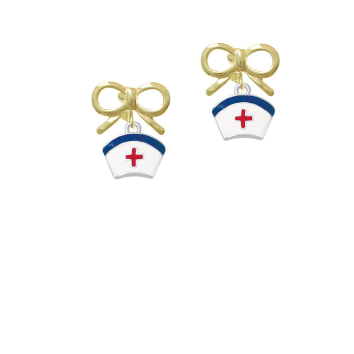 Enamel Nurse Hat - 2 Sided Crystal Clip On Earrings Image 10