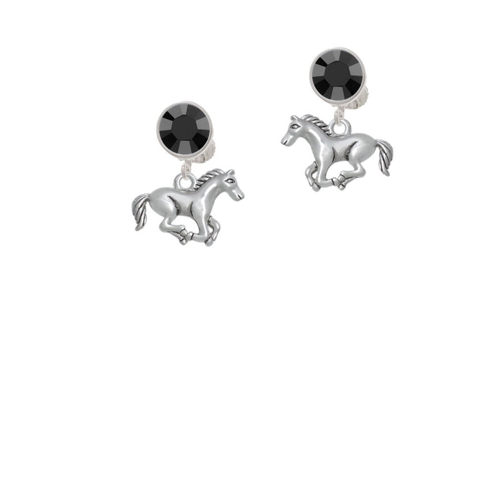 Running Horse - 2 Sided Crystal Clip On Earrings Image 3