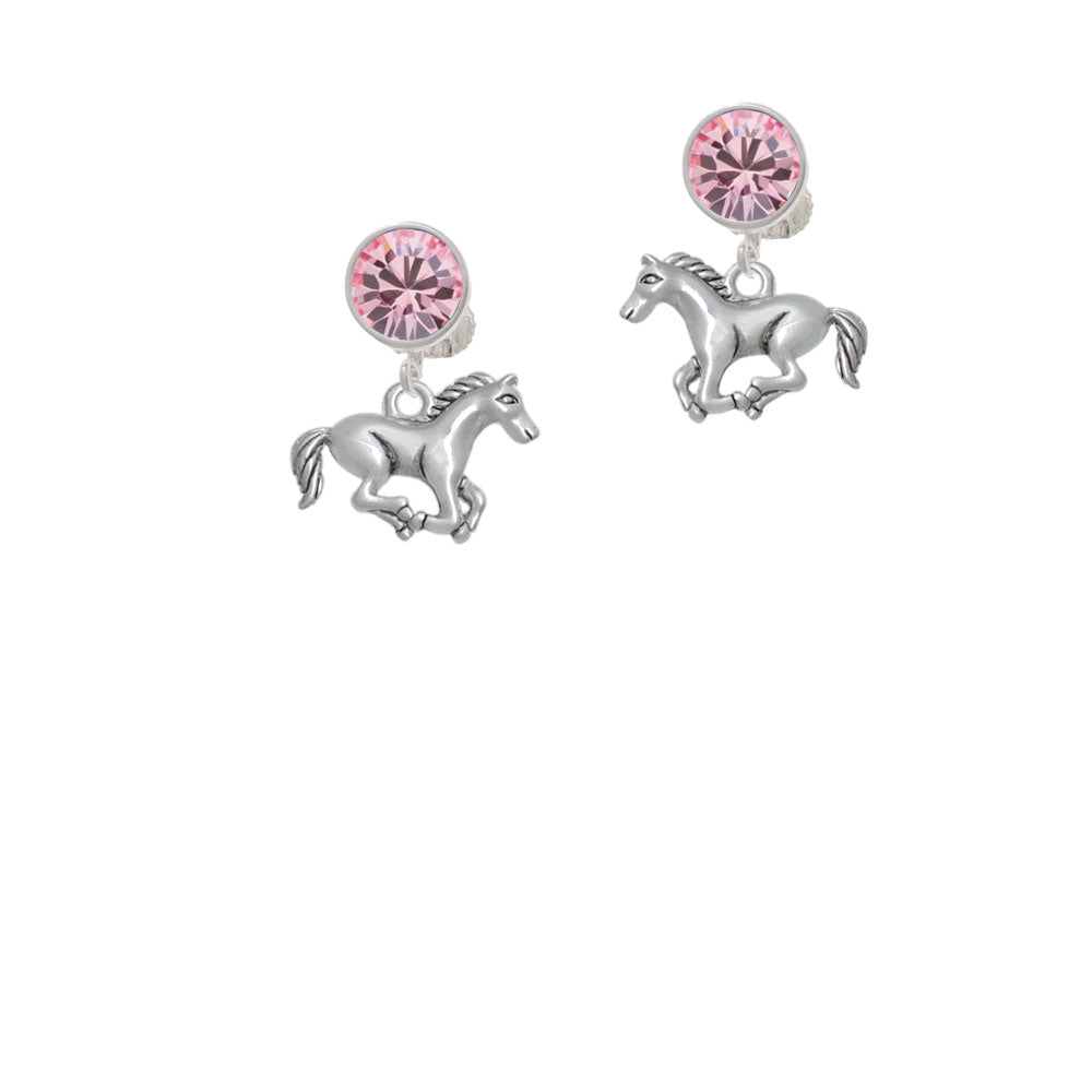 Running Horse - 2 Sided Crystal Clip On Earrings Image 4