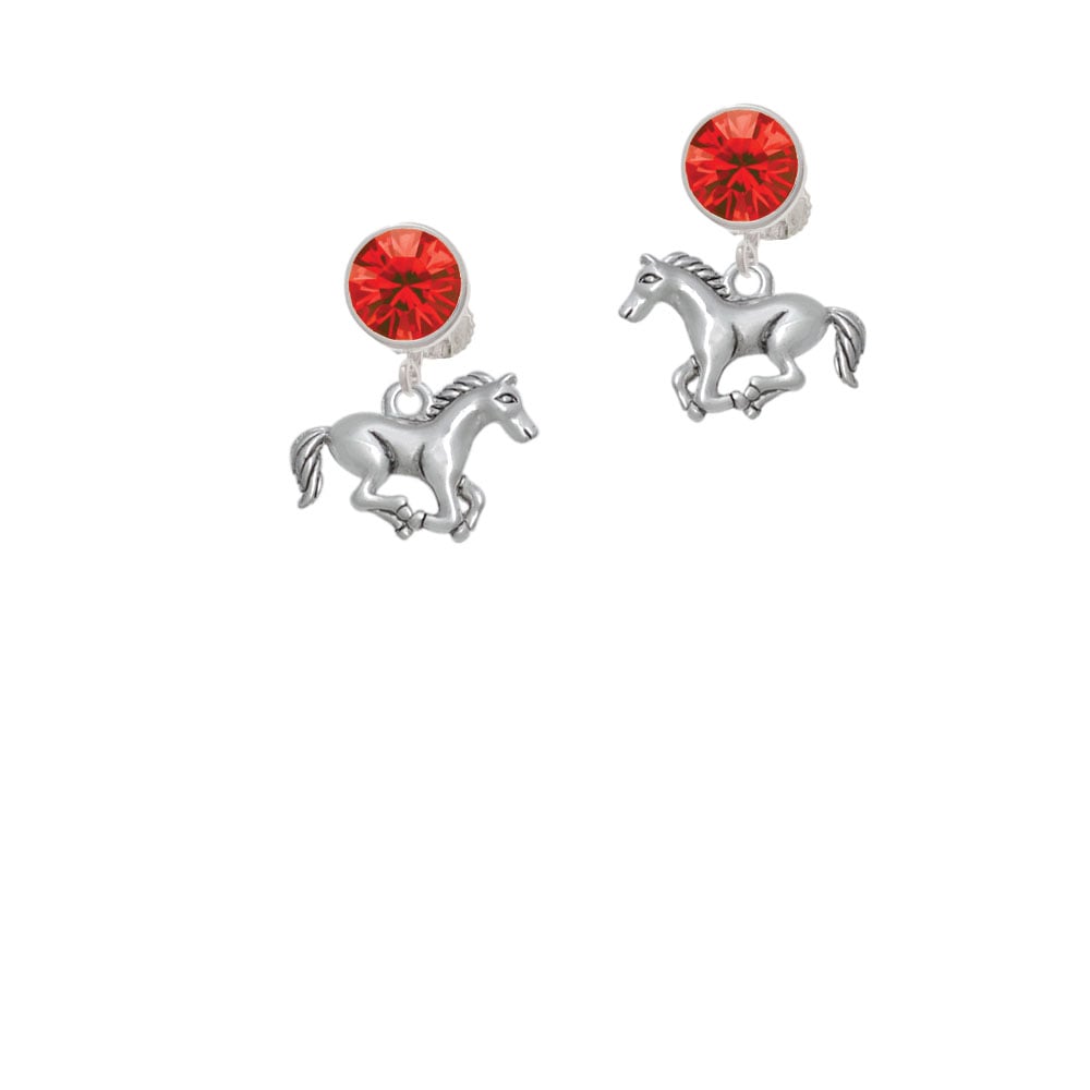 Running Horse - 2 Sided Crystal Clip On Earrings Image 4