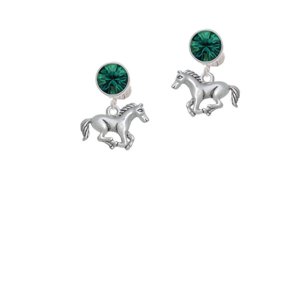 Running Horse - 2 Sided Crystal Clip On Earrings Image 6