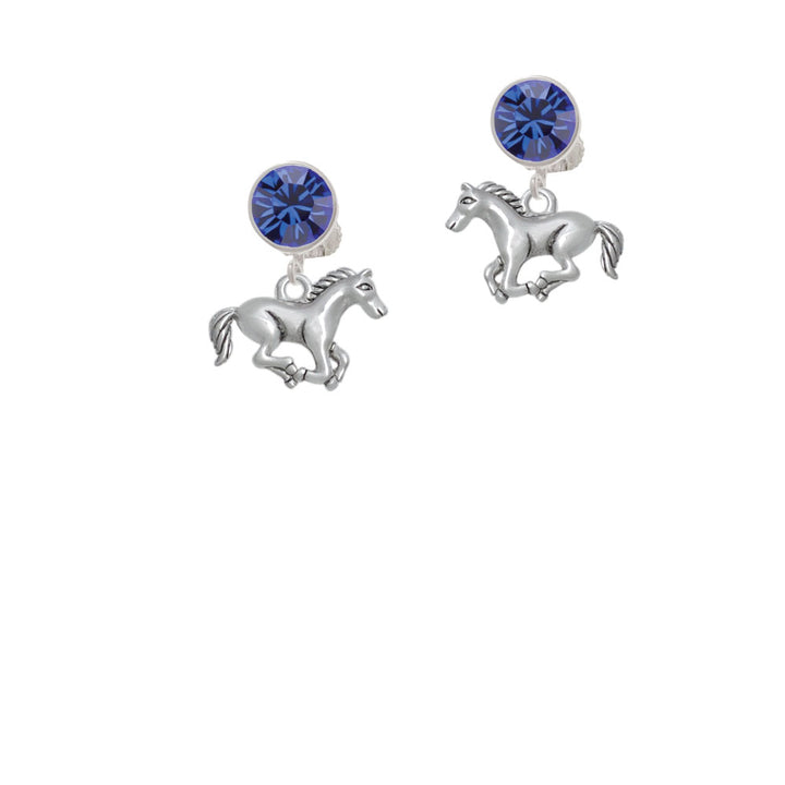 Running Horse - 2 Sided Crystal Clip On Earrings Image 7