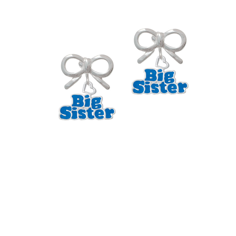 Royal Blue Big Sister with Heart Crystal Clip On Earrings Image 9