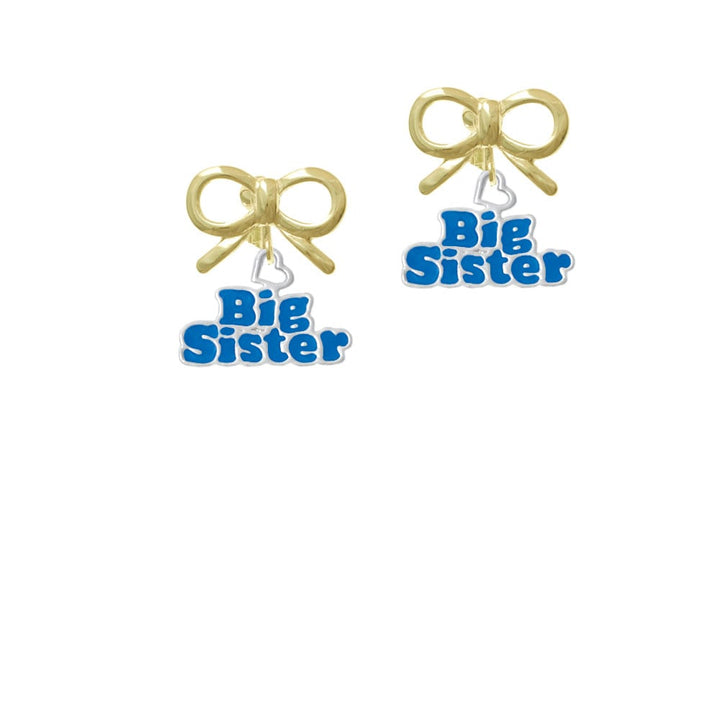 Royal Blue Big Sister with Heart Crystal Clip On Earrings Image 10