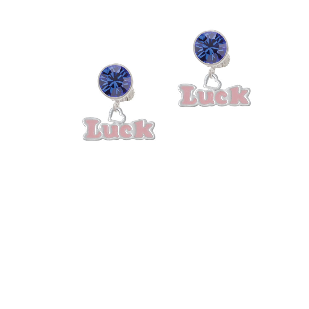 Pink Luck with Heart Crystal Clip On Earrings Image 7